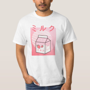 Kawaii Cow Retro Japanisch Erdbeere Milkshake T-Shirt