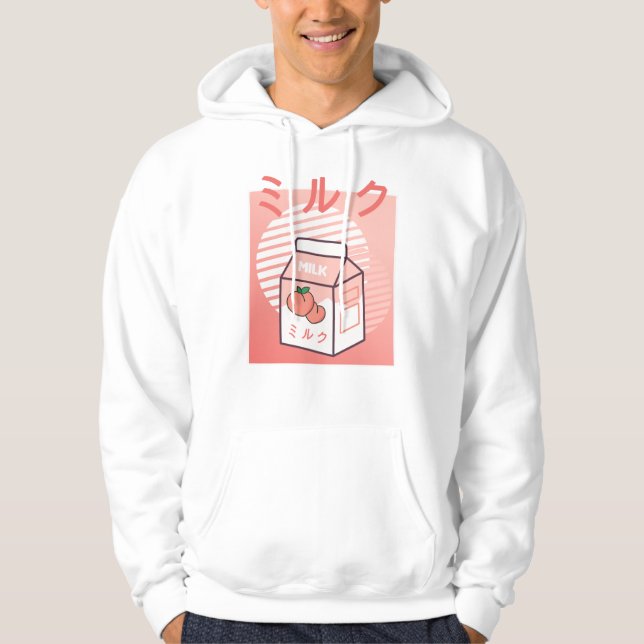 Kawaii Cow Retro Japanisch Pfirsichmilch Hoodie (Vorderseite)