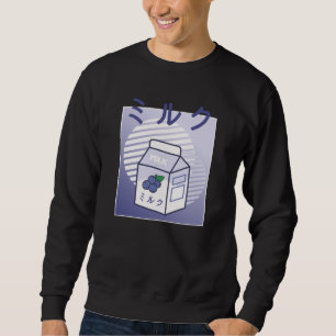 Kawaii Cow Retro Japanische Blueberry Milk Sweatshirt
