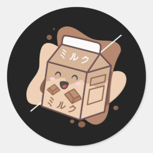 Kawaii Cow Retro Japanische Schokolade Milchkühe Runder Aufkleber
