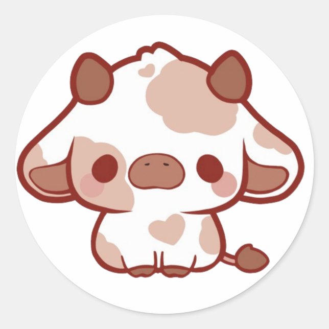Kawaii Cow Runder Aufkleber (Vorderseite)
