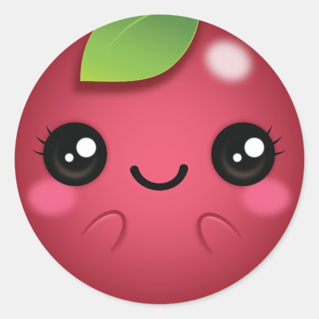 Kawaii Cranberry Runder Aufkleber (Vorderseite)