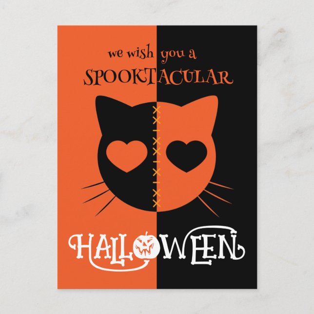 Kawaii Creepy Niedlich Cat Spooktacular Halloween Postkarte (Vorderseite)