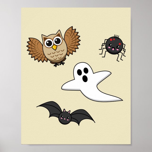 Kawaii Creepy Night Creatures Set Poster (Vorne)