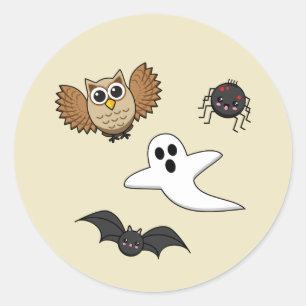 Kawaii Creepy Night Creatures Set Runder Aufkleber
