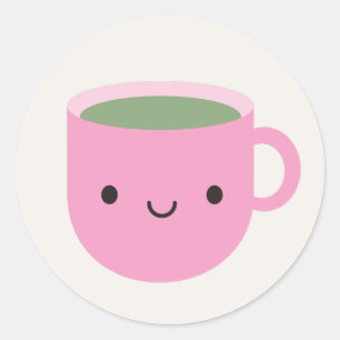 Kawaii Cup of Green Tea (Sencha) Runder Aufkleber