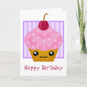 Kawaii Cupcake Birthday Card Karte