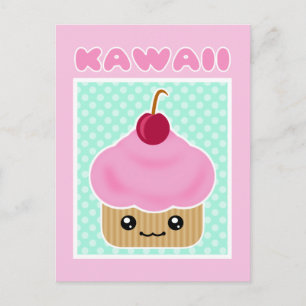 Kawaii Cupcake Cherry Candy Postkarte