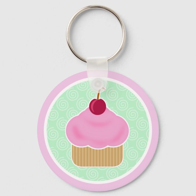 Kawaii Cupcake Cherry Schlüsselanhänger (Vorderseite)