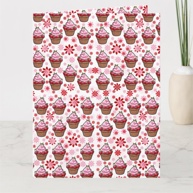 Kawaii Cupcake Design - Niedliche DessertIllustrat Karte (Vorderseite)