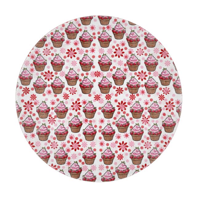 Kawaii Cupcake Design - Niedliche DessertIllustrat Schneidebrett (Vorderseite)
