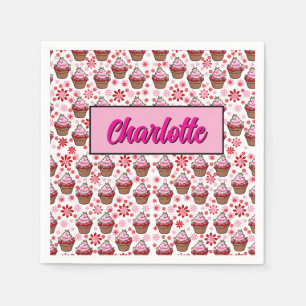 Kawaii Cupcake Design - Niedliche DessertIllustrat Serviette