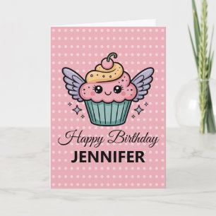 Kawaii Cupcake Geburtstagsgrüßen Karte