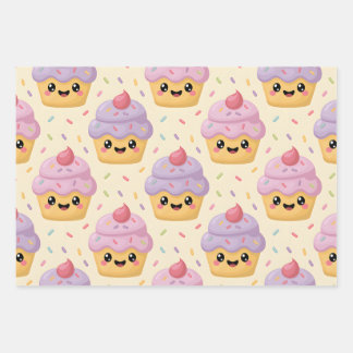 Kawaii Cupcake Geschenkpapier Set