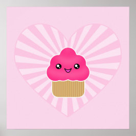 Kawaii Cupcake Heart Poster