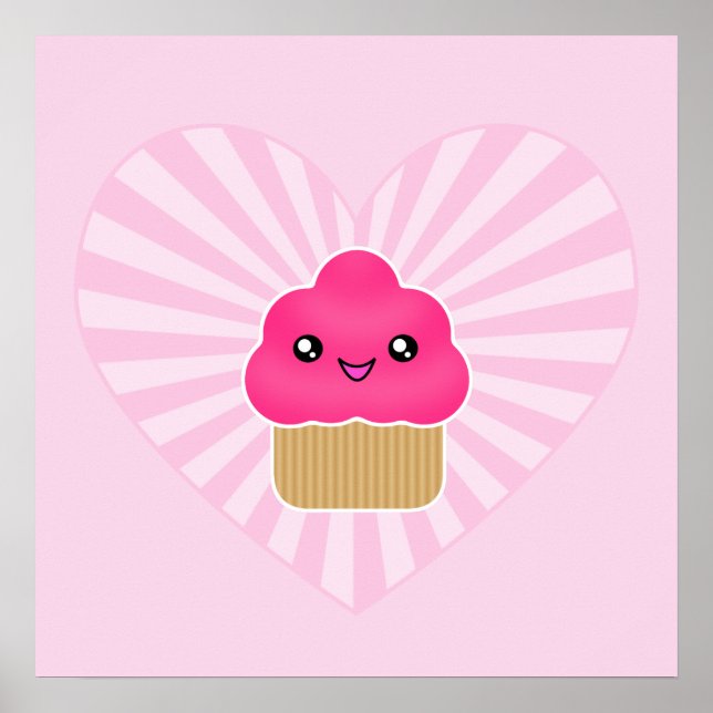 Kawaii Cupcake Heart Poster (Vorne)