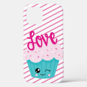 Kawaii Cupcake Love Pink Teal Streifen Süß Mädchen Case-Mate iPhone Hülle