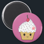 Kawaii Cupcake mit rosa Zuckerschädel und Kirsche Magnet<br><div class="desc">Ein niedlicher Kuchen mit einer kleinen Kirsche. Passen Sie das Objekt an,  indem Sie die Hintergrundfarbe ändern,  die Elemente neu ordnen oder eigene Bilder und Texte hinzufügen!</div>