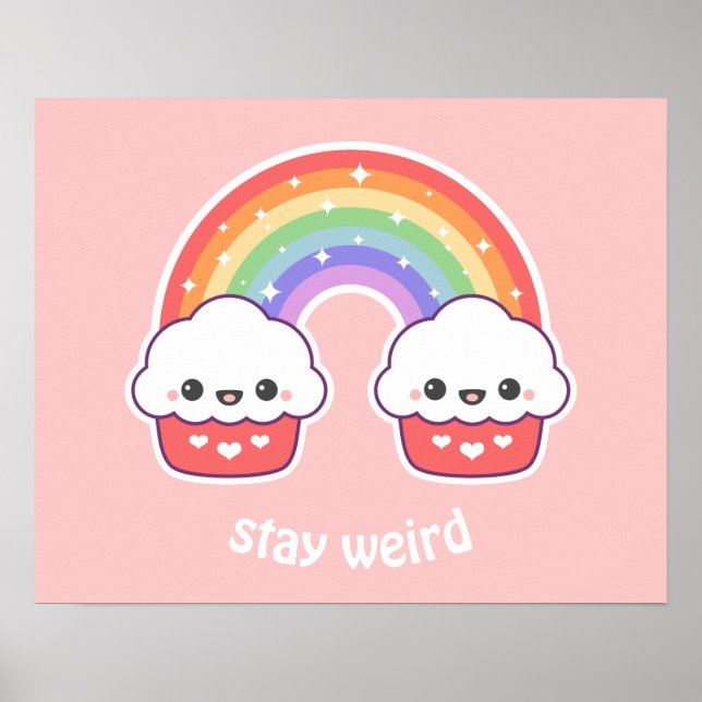 Kawaii Cupcake Rainbow Poster (Vorne)