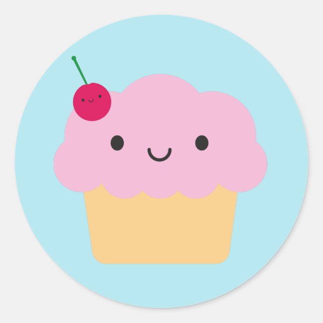 Kawaii Cupcake Runder Aufkleber (Vorderseite)