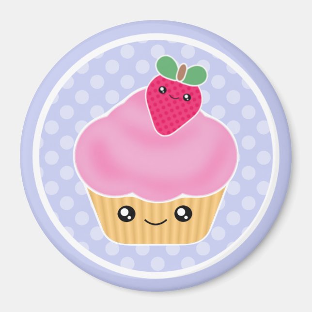 Kawaii Cupcake Strawberry Magnet (Vorne)