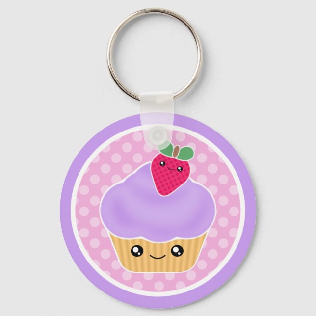Kawaii Cupcake Strawberry Schlüsselanhänger (Vorderseite)