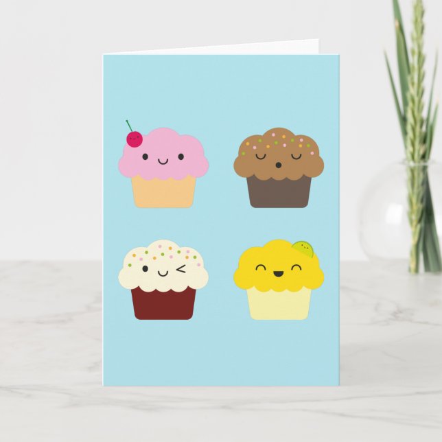 Kawaii Cupcakes Karte (Vorderseite)