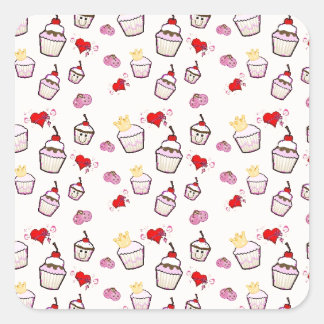Kawaii Cupcakes Musterzubehör Quadratischer Aufkleber