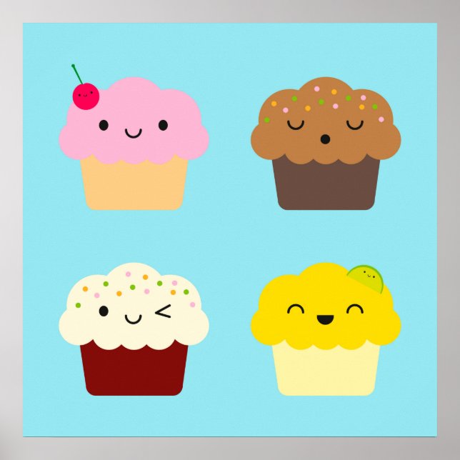 Kawaii Cupcakes Poster (Vorne)