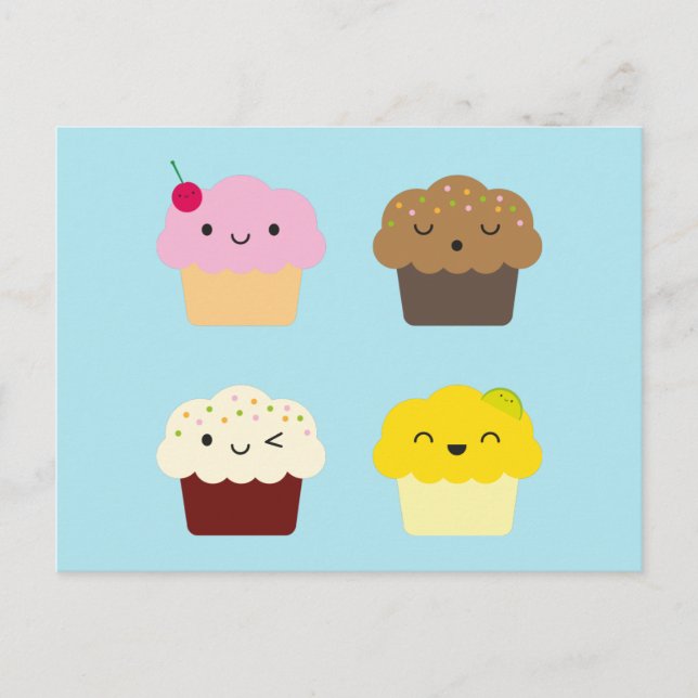 Kawaii Cupcakes Postkarte (Vorderseite)