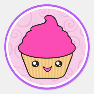 Kawaii Cuppy Cake Pink Cupcake Runder Aufkleber