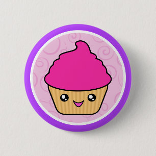 Kawaii Cuppy Kuchen-Rosa-kleiner Kuchen Button