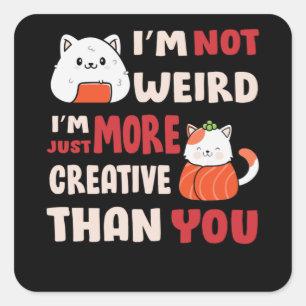 Kawaii cute Cat Design With Inspiration Quote Quadratischer Aufkleber