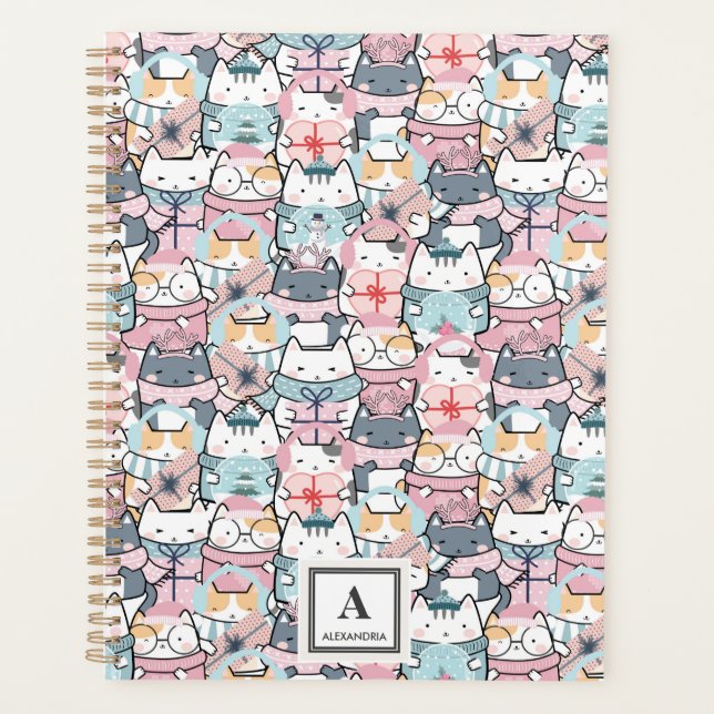 Kawaii Cute Cat Pattern (3) Planer (Vorderseite)
