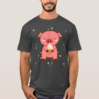 Kawaii Cute Pig With Ice Cream Pajamas  T-Shirt