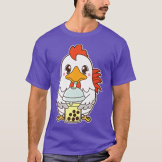 Kawaii Cute Zodiac Boba Rooster Banana Bubble Milk T-Shirt