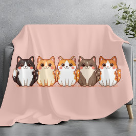 Kawaii Cutie Kitty Crew | Kuschelhaftes Pfirsich-R Fleecedecke