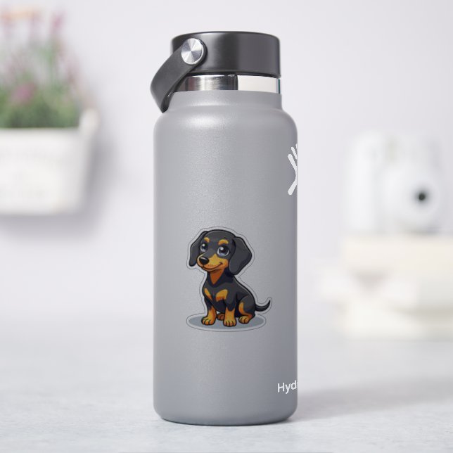 Kawaii Dackel Welpe - Herz-Augen Aufkleber (HydroFlask)