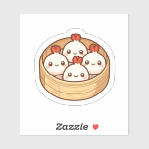 Kawaii-Dampfnudel-Bambuskörbchen-Kunst   Aufkleber