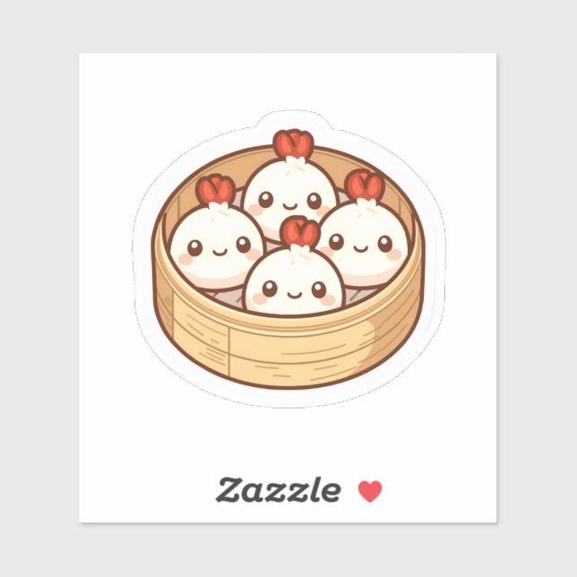 Kawaii-Dampfnudel-Bambuskörbchen-Kunst   Aufkleber (Blatt)