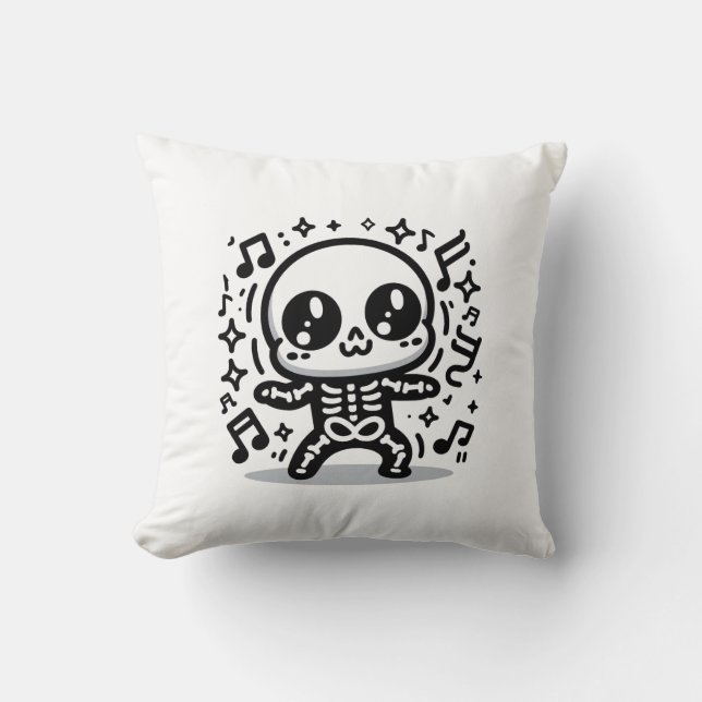 Kawaii Dancing Skeleton Niedliche Halloween-Wohnge Kissen (Vorderseite)