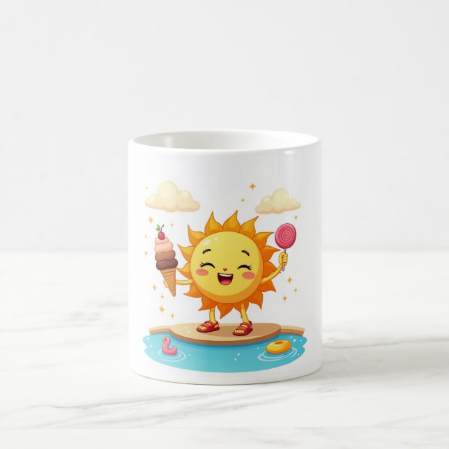 Kawaii Dancing Sun Summer Poolseite Tasse (Mittel)