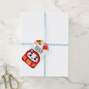 Kawaii-Daruma-Muster Geschenkanhänger