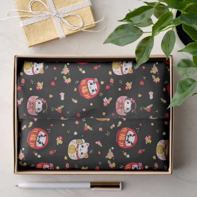 Kawaii-Daruma-Muster Seidenpapier (Geschenk)