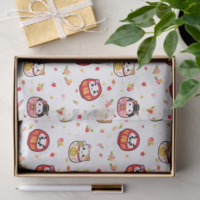 Kawaii-Daruma-Muster Seidenpapier (Geschenk)