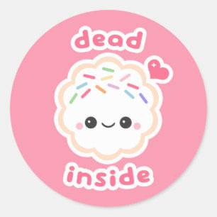 Kawaii Dead Inside Cookie Runder Aufkleber