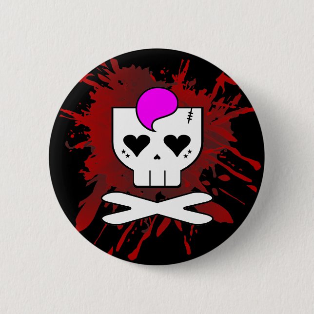 KAWAII DEATHROCK SKULL BLOOD SPRITZER BUTTON SCHAL (Vorderseite)