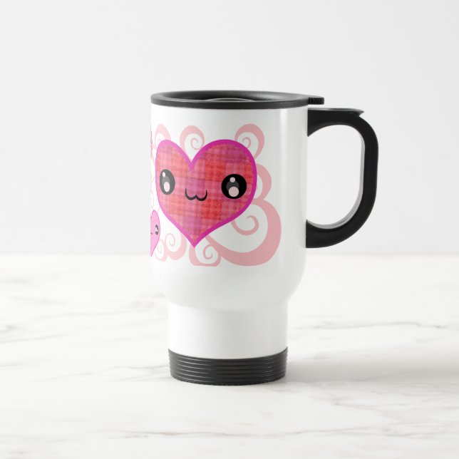 Kawaii der Tag des Valentines karierte Reisebecher (Rechts)