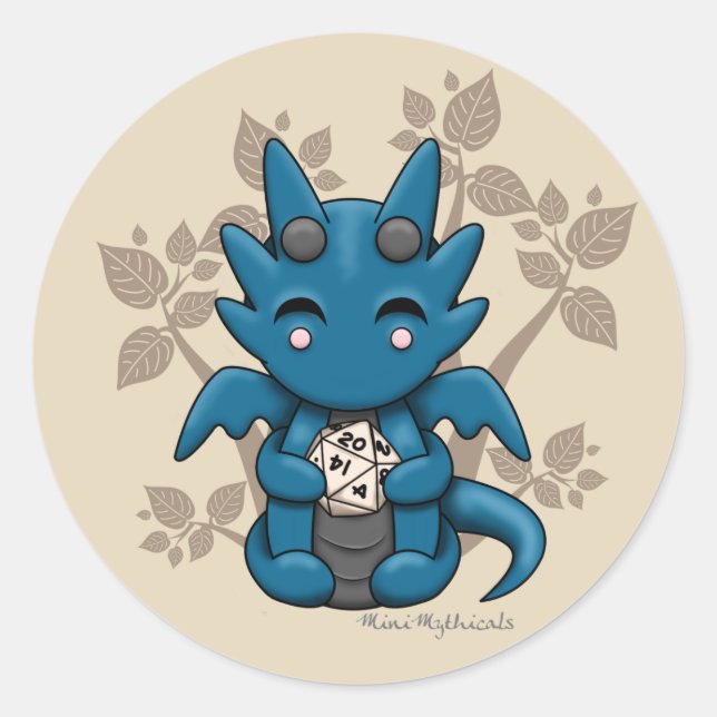 Kawaii Dice Dragon Sticker (Vorderseite)