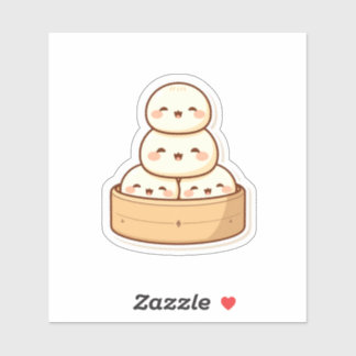 Kawaii Dim Sum Bambusdämpferklöße Aufkleber